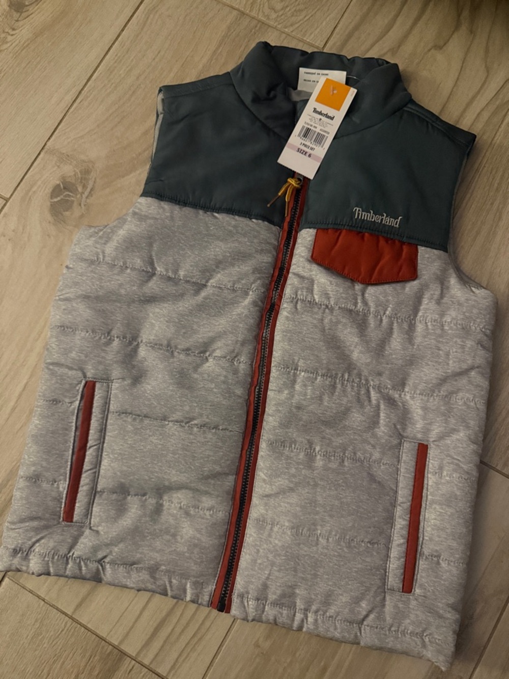 Timberland Kids Puffer Vest - Gray, Navy & Rust